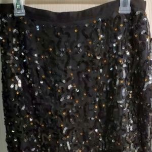 StyleWorks Black Sequined Dress Skirt